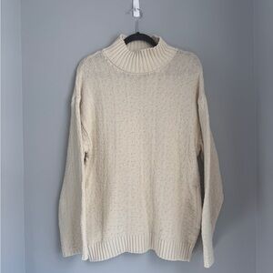 free-est Free People Cream 100% Cotton Mockneck Pullover Sweater Small Knit